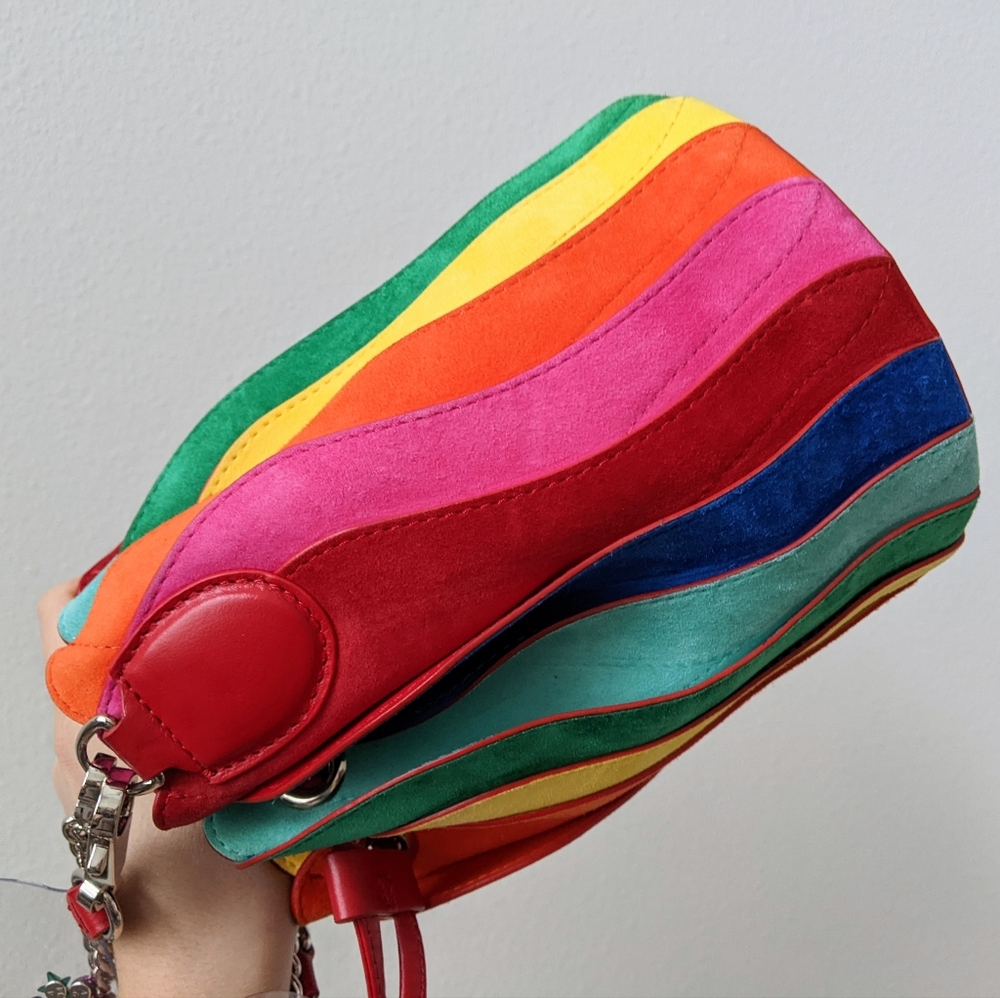 Christian Louboutin Suede Rainbow Marie Jane Bucket Bag - Picture 6 of 11